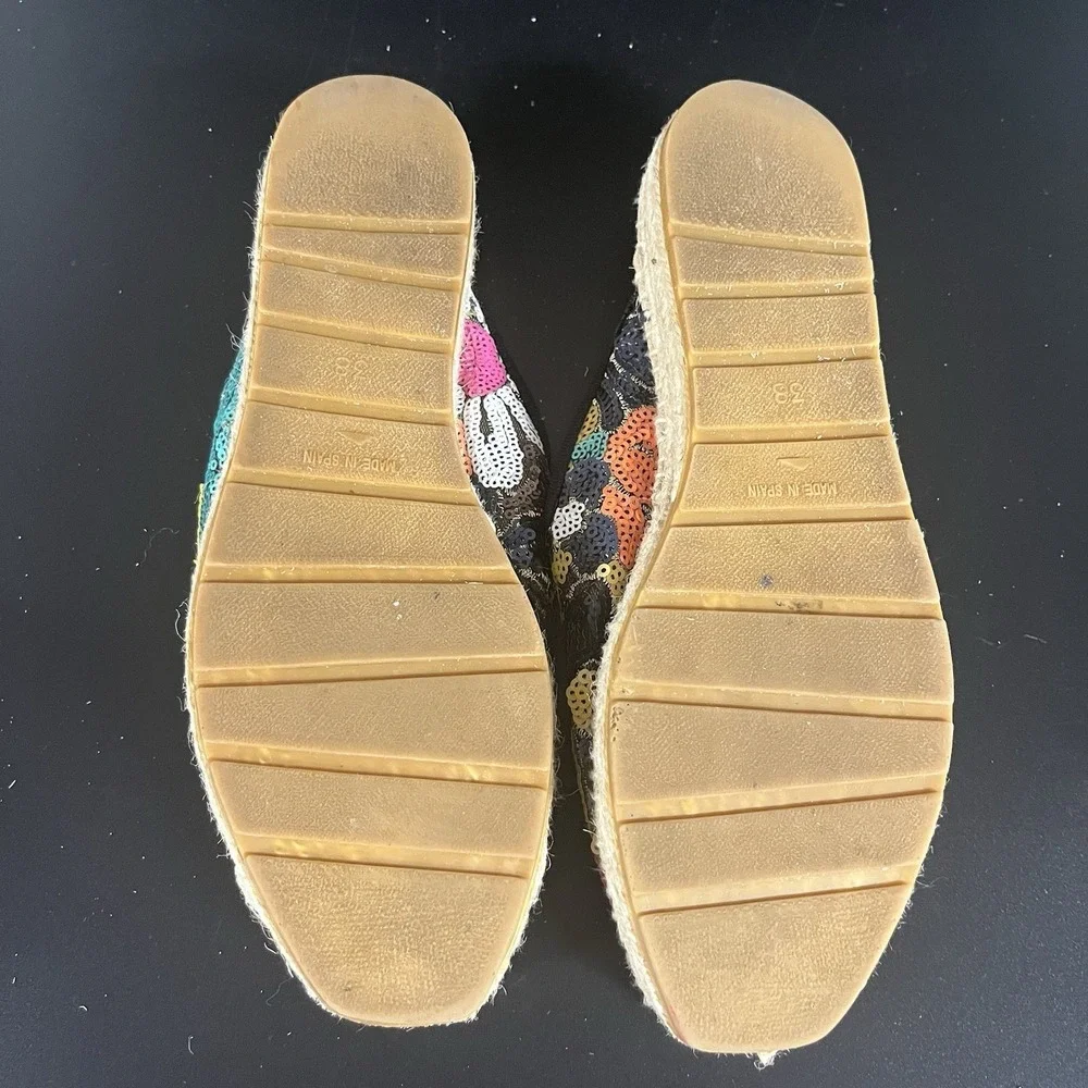 Anthropologie Maya Floral Sequin Espadrille‎ Slides 38 Sequence Made in Spain